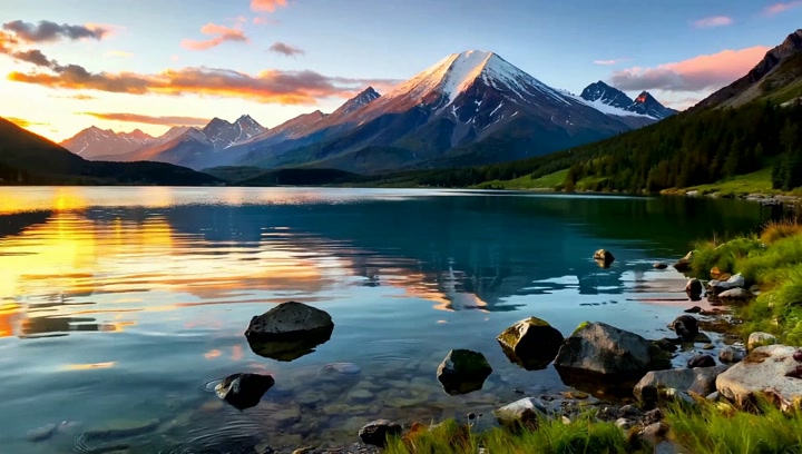 Golden Lake Ripples at Dusk